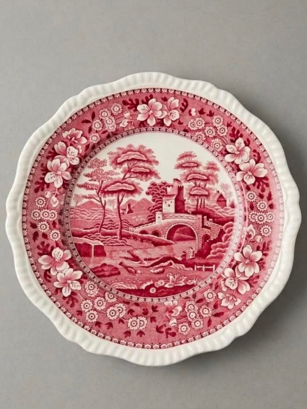 Antique COPELAND SPODE’S TOWER PINK Transferware Dinner Plate 11” England